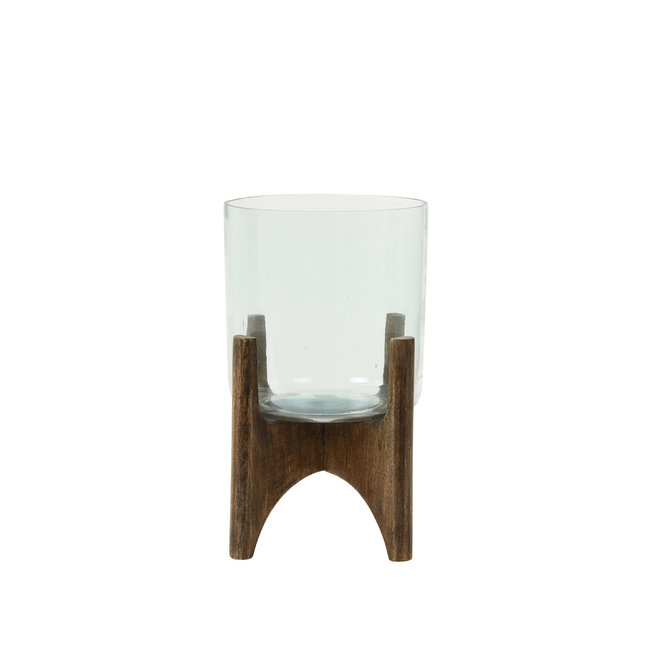 Light en Living Vaas op voet JACE glas+hout bruin Ø31,5x43 cm