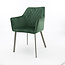 WoonStijl Armstoel diamond stitch  - Antraciet en Groen Velvet