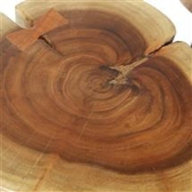WoonStijl Bijzettafel Stam Ø 32 cm - Massief Acaciahout met Zwart Stalen Frame