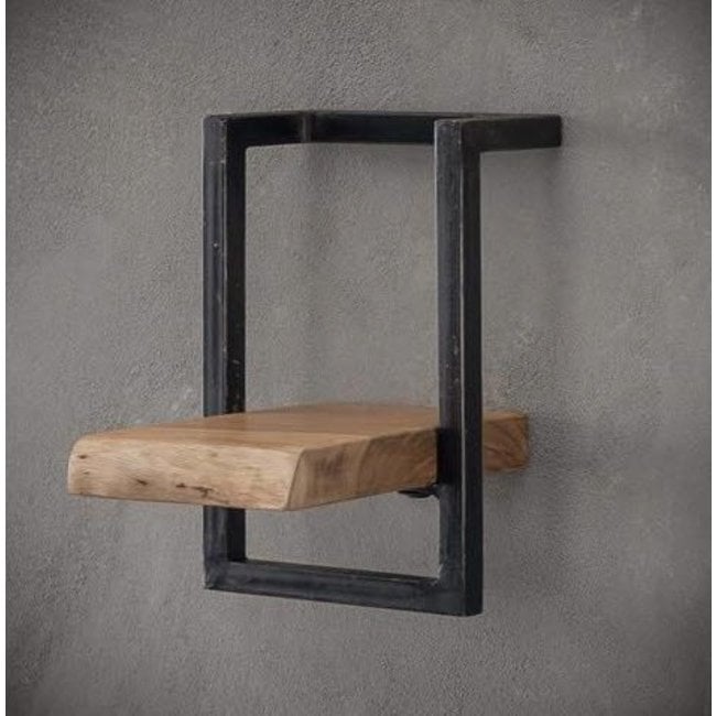 WoonStijl Wandplank Live Edge 20 cm - Acaciahout en Industrieel Staal