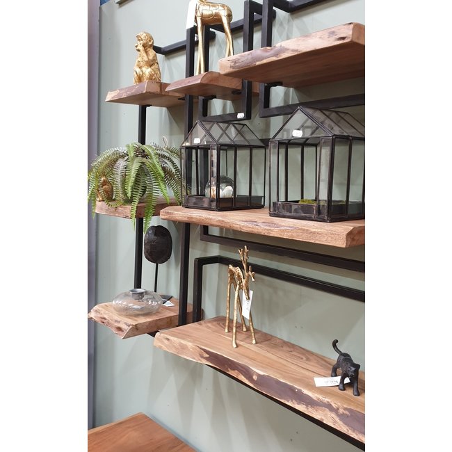 WoonStijl Wandplank Live Edge 20 cm - Acaciahout en Industrieel Staal