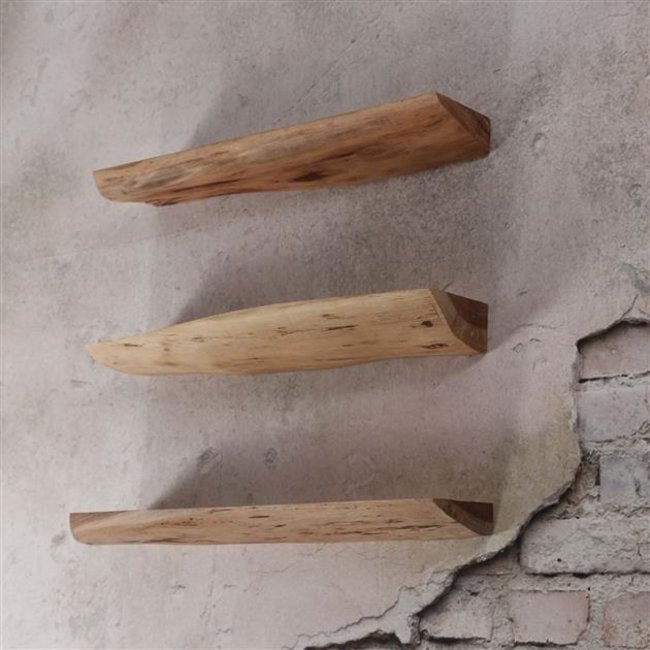 WoonStijl Wandschap Edge 60cm Set van 3 - Massief Acacia Natuurlijk