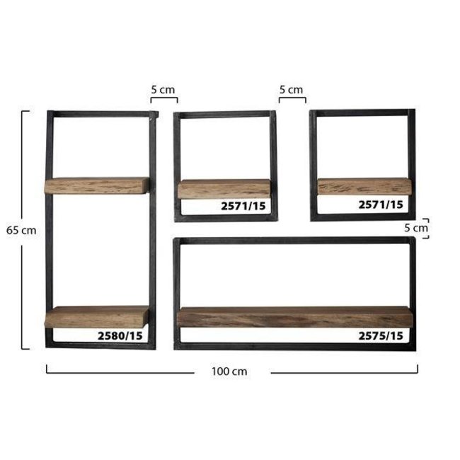 WoonStijl Set Wandplanken Live Edge Medium - Industrieel Acaciahout