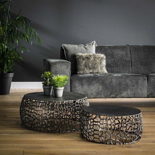 WoonStijl Salontafel set/2 Maze zandgegoten - Zwart nikkel