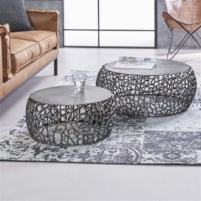 WoonStijl Salontafel set/2 Maze zandgegoten - Zwart nikkel