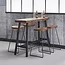 WoonStijl Vintage Barstoel met Acaciahouten Zitting en Zwart Metalen Frame