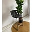 WoonStijl Barstoel grid sledepoot Wax PU zwart