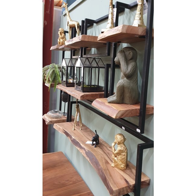 WoonStijl Wandplank Live Edge 100 cm - Acaciahout en Staal