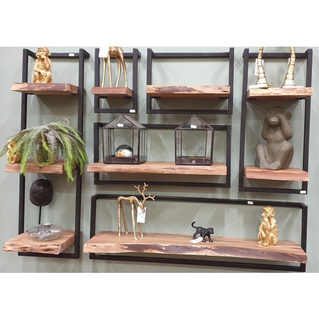 WoonStijl Wandplank Live Edge 100 cm - Acaciahout en Staal
