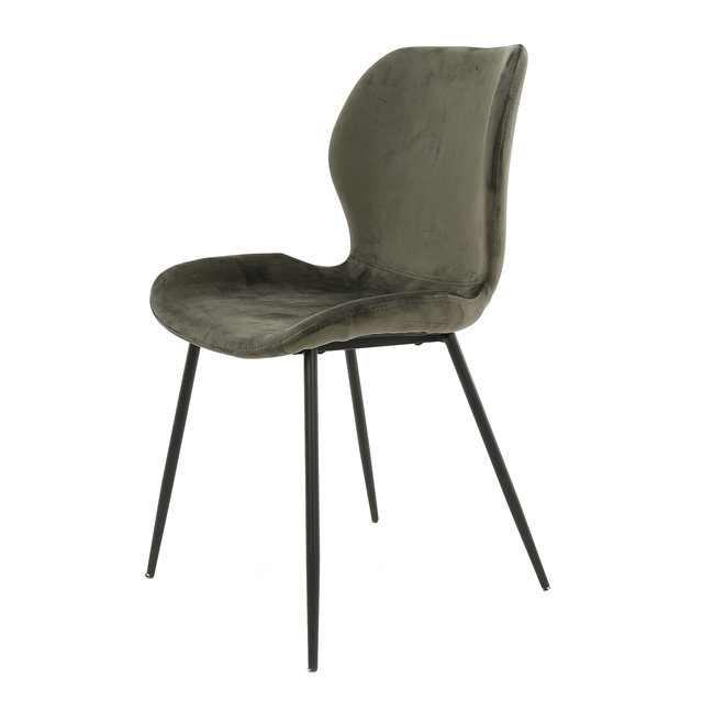 WoonStijl Stoel velvet ronde buis Antraciet velvet