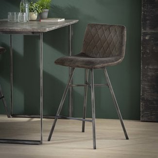 WoonStijl Barstoel diamond platte buis VPE4  / Antraciet velours
