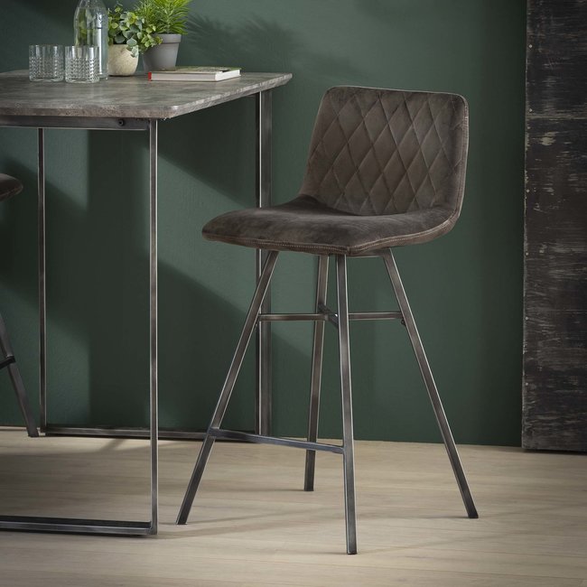 WoonStijl Barstoel diamond platte buis VPE4  / Antraciet velours