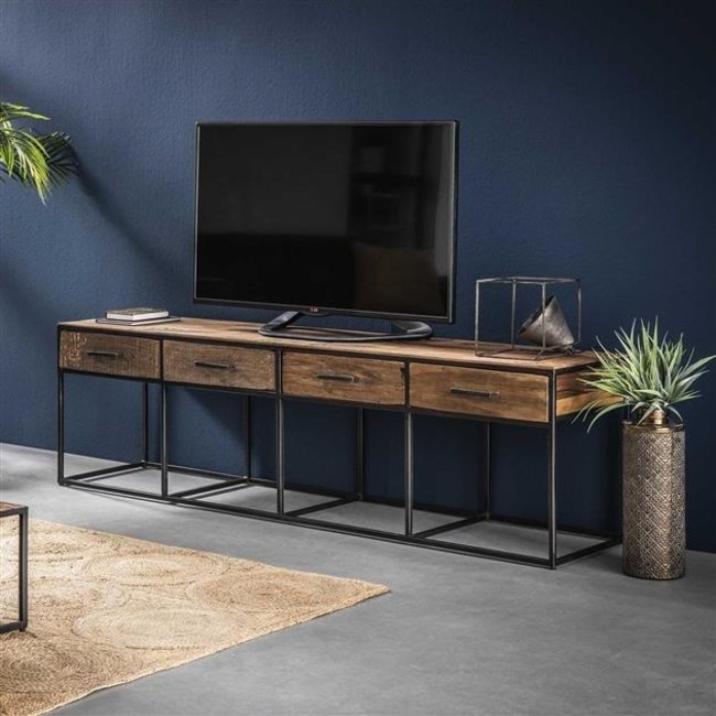 WoonStijl TV meubel Float van gerecycled hardhout met 4 lades - 180 cm