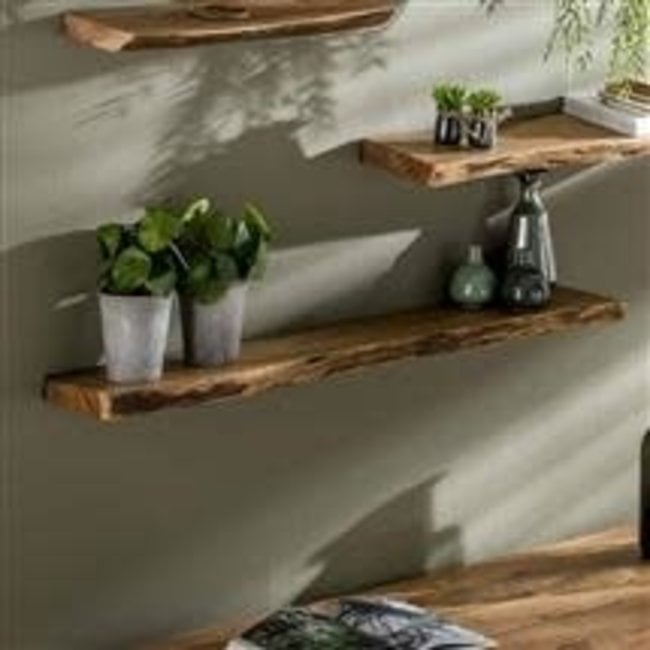 WoonStijl Wandplank 90 cm Edge - Houten wandplank met natuurlijke look