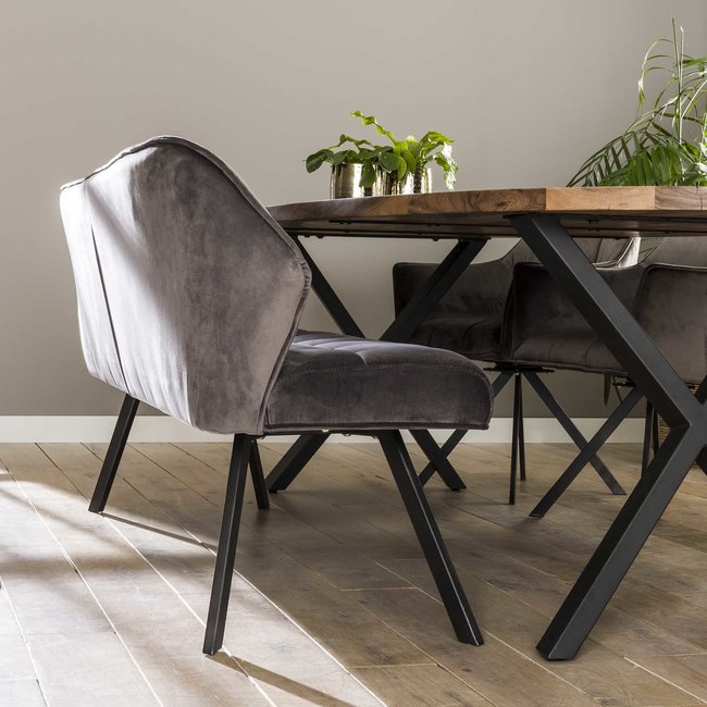 WoonStijl Eetkamerbank raster 180 velvet antraciet
