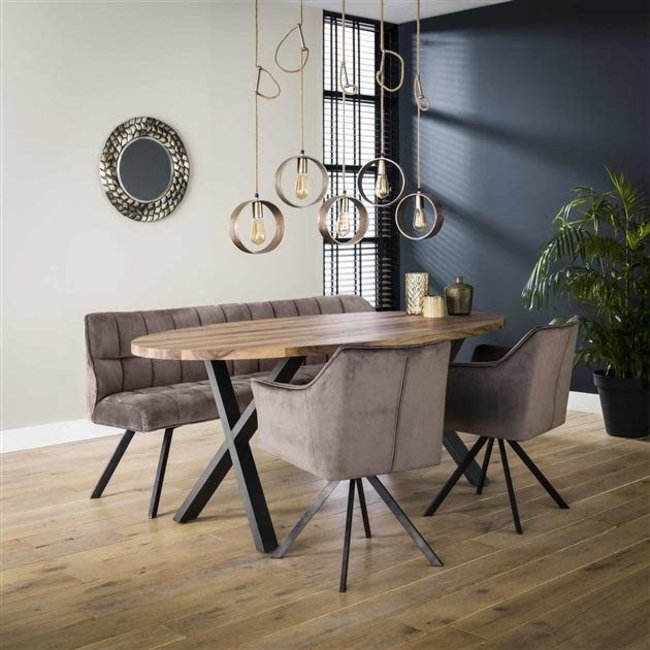WoonStijl Eetkamerbank raster 180 velvet antraciet
