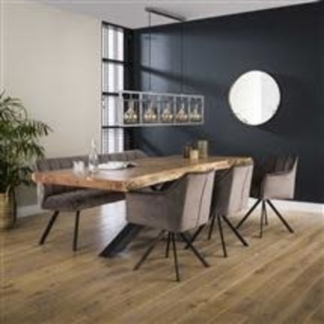 WoonStijl Eetkamerbank raster 180 velvet antraciet