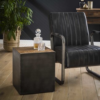WoonStijl Bijzettafel 40x40 Raft doorleeft hout