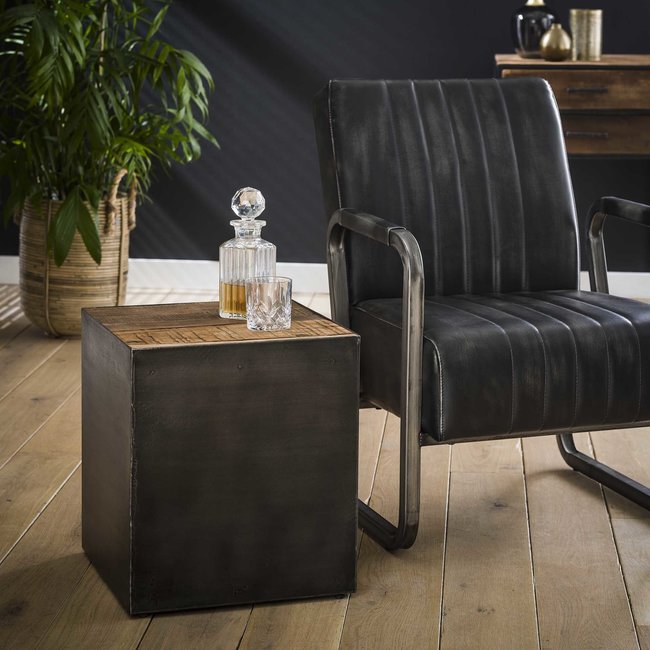 WoonStijl Bijzettafel 40x40 Raft doorleeft hout