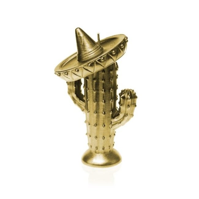 Candellana Kaars cactus met sombrero goud