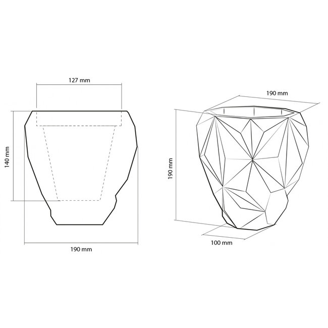 Candellana Bloempot beton Geometric 13 cm Classic Gold