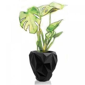Candellana Bloempot Geometric 13 cm mat Zwart