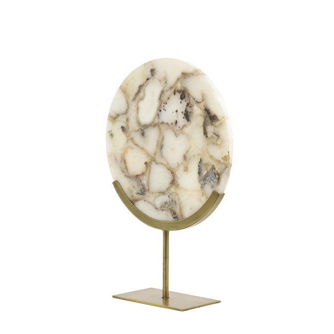 Light en Living Ornament op voet GOUYA 35x12x50 cm - Wit Agaat en Antiek Brons