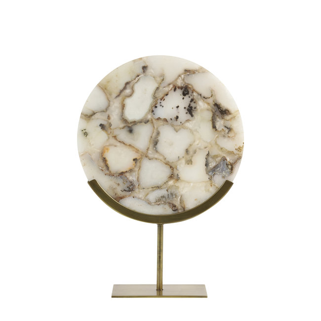 Light en Living Ornament op voet GOUYA 35x12x50 cm - Wit Agaat en Antiek Brons
