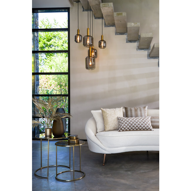 Light en Living Hanglamp 5L Ø66x80 cm LEKAR antiek  brons+smoke glas