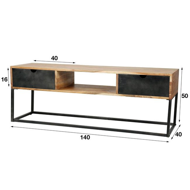 WoonStijl TV-meubel Metal Catch 2L - Industrieel Acaciahout