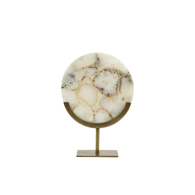 Light en Living Ornament op voet 25x11x35 cm GOUYA wit agaat en antiek brons