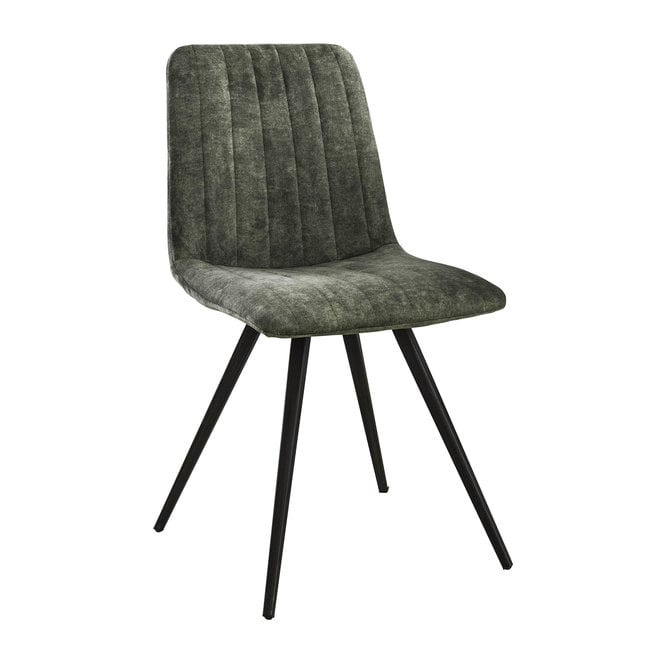 WoonStijl Eetkamerstoel velvet straight stitch - Groen of goud
