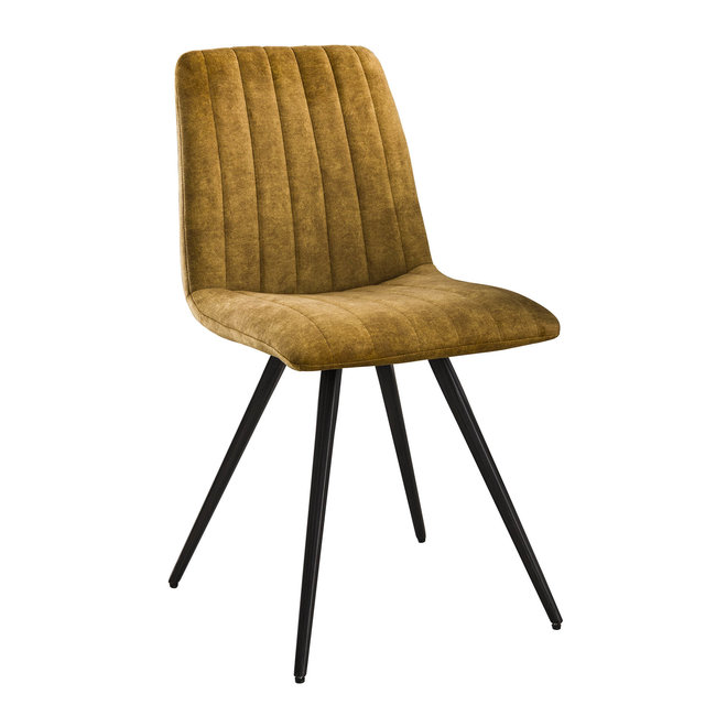 WoonStijl Eetkamerstoel velvet straight stitch - Groen of goud