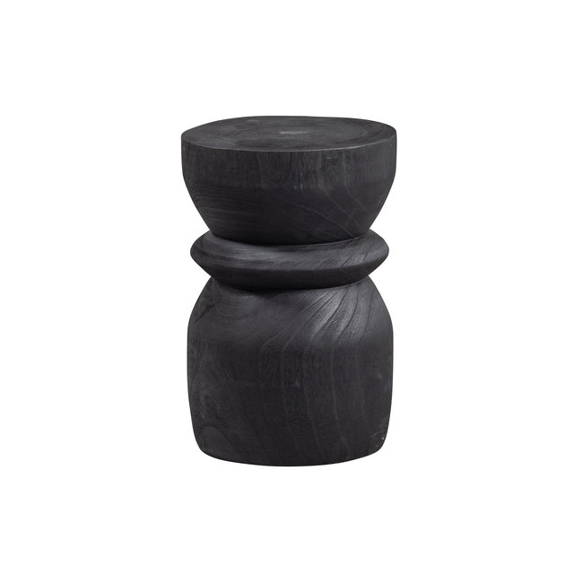 Woood Bikkel Kruk Hout Zwart 40xØ28cm