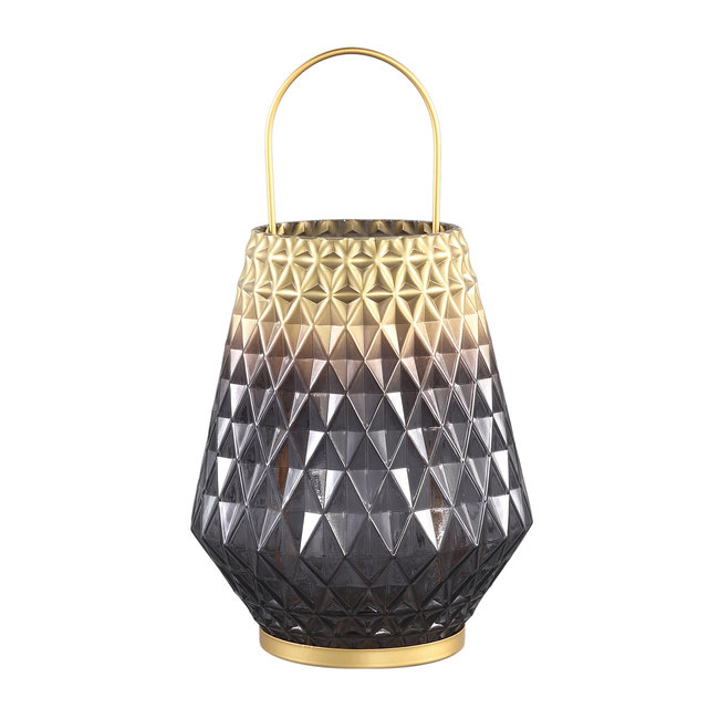 PTMD Windlicht Shanice Grijs/Goud L - Sfeervol PTMD Windlicht