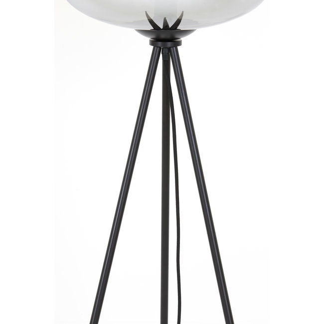 Light en Living Vloerlamp Ø42x146 cm MAYSON mat  zwart+glas smoke