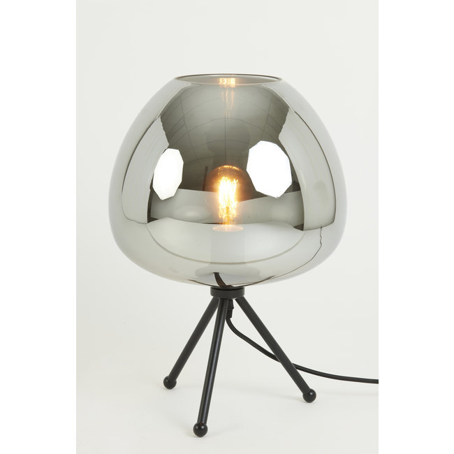 Light en Living Tafellamp Ø30x43 cm MAYSON mat  zwart+glas smoke