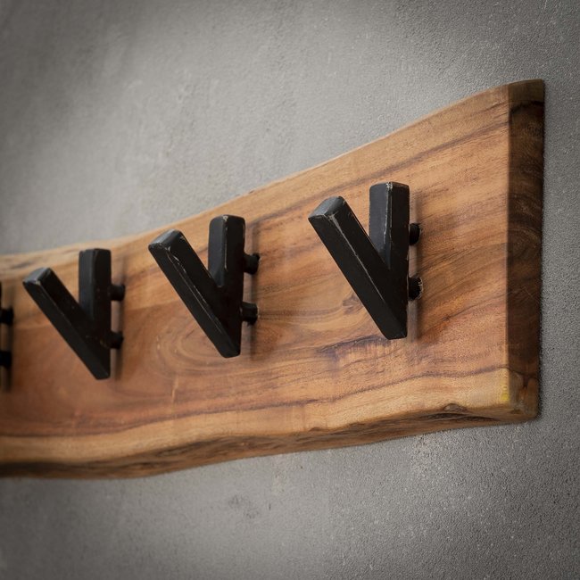 WoonStijl Kapstok edge 5 haken / Massief acacia naturel