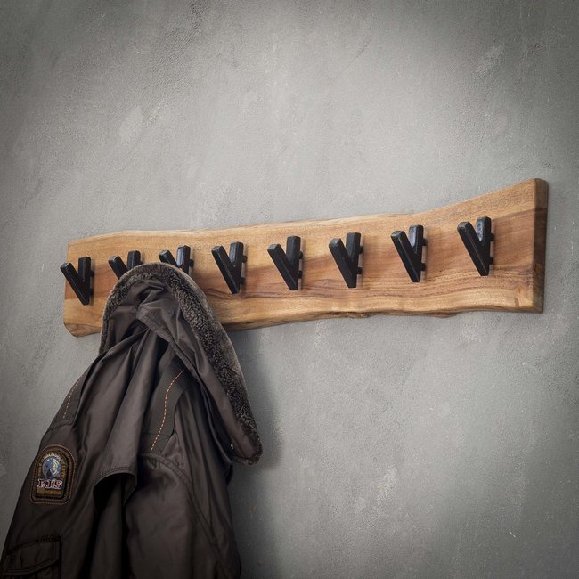 WoonStijl Kapstok edge 8 haken / Massief acacia naturel
