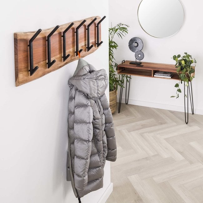 WoonStijl Kapstok edge 2x6 haken / Massief acacia naturel