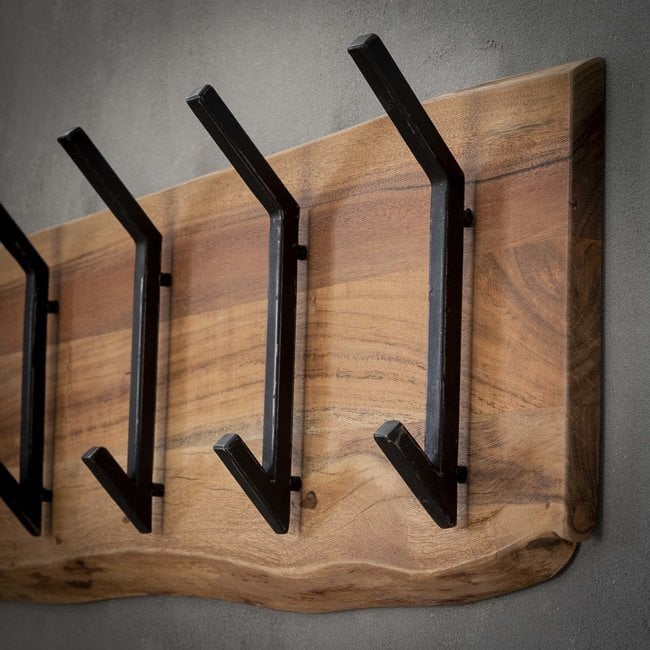 WoonStijl Kapstok edge 2x6 haken / Massief acacia naturel