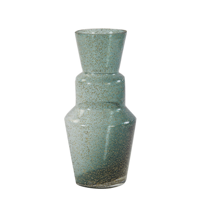 Light en Living Vaas TROSMU glas donker  groen-goud Ø14,5x31,5 cm