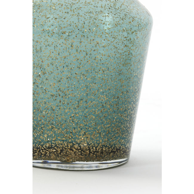 Light en Living Vaas TROSMU glas donker  groen-goud Ø14,5x31,5 cm