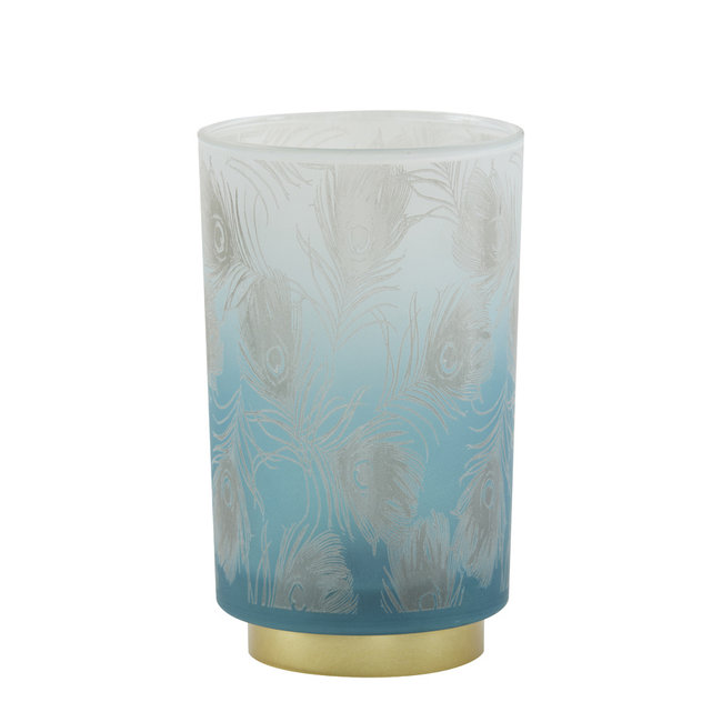Light en Living Tafellamp LED PEACOCK glas  turquoise+goud - 2 maten