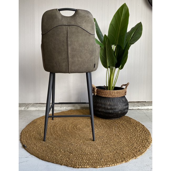 WoonMax Barstoel Morris -  Luxor Antraciet, Cognac en Groen