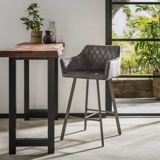 WoonStijl Barstoel armleuning Grijs Velours