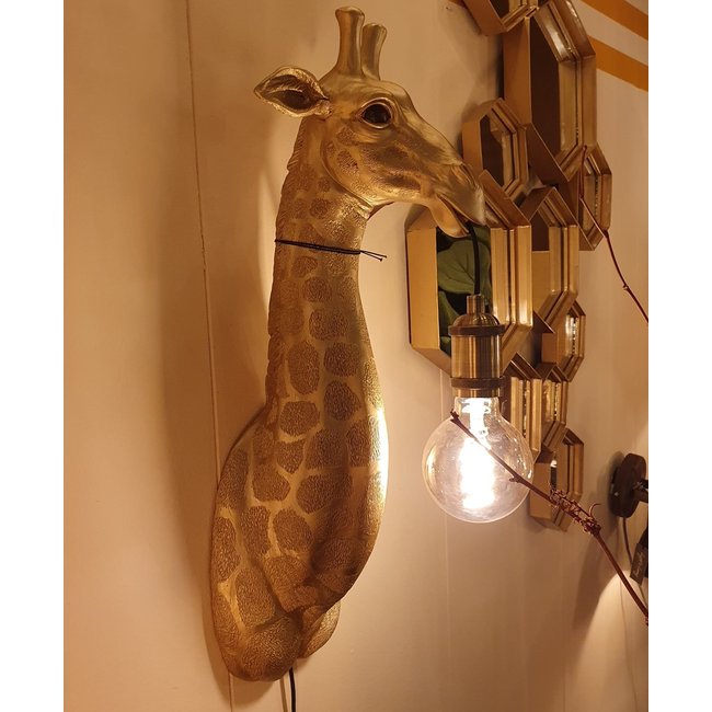 Light en Living Wandlamp Giraffe goud of zwart - Stoere Dierenlamp
