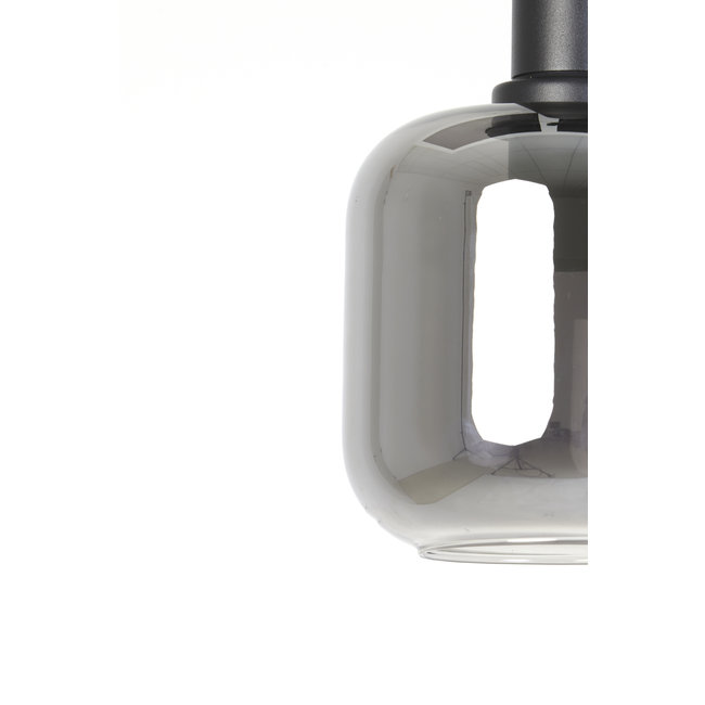 Light en Living Hanglamp LEKAR Ø21x37 cm - Zwart & Smoke Glas