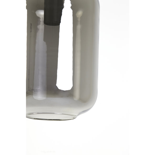 Light en Living Hanglamp LEKAR zwart met smoke glas - Ø22x52 cm