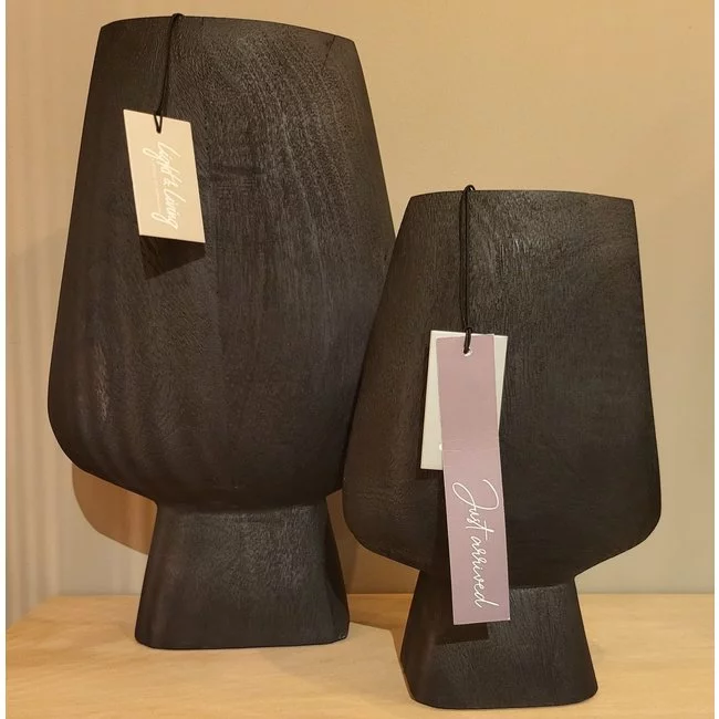 Light en Living Vaas deco CIARA  keramiek zwart 23x12,5x30 cm